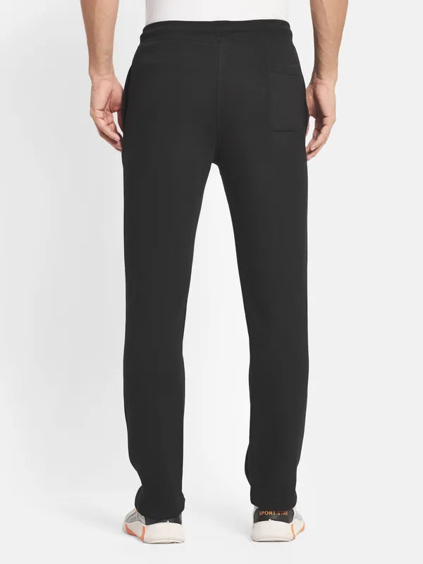 Men Black Solid Cotton Track Pants