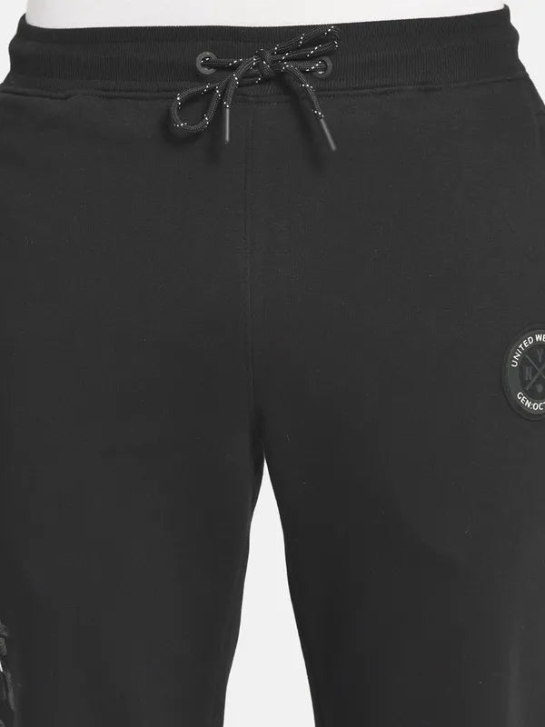 Men Black Solid Cotton Track Pants