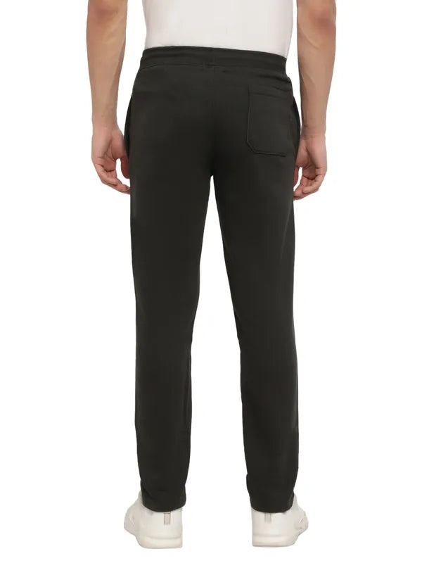 Octave Men Olive Green Solid Cotton Track Pants