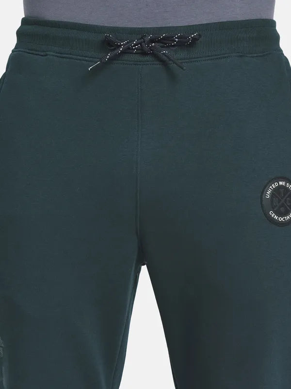 Men Green Solid Cotton Track Pants