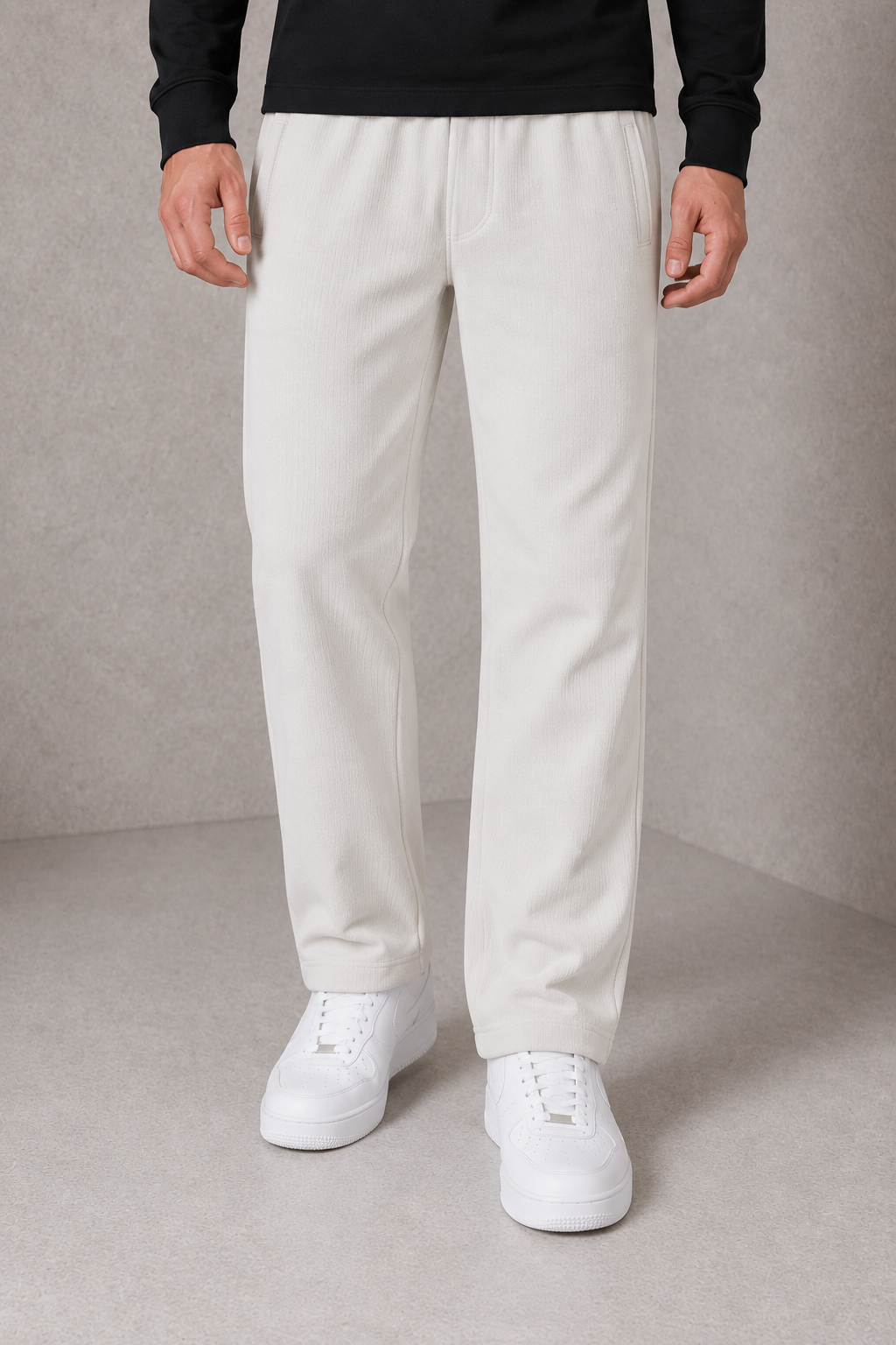 Men’s Arctic Wolf Seersucker Knitted Lower – Regular Fit Casual Track Pants