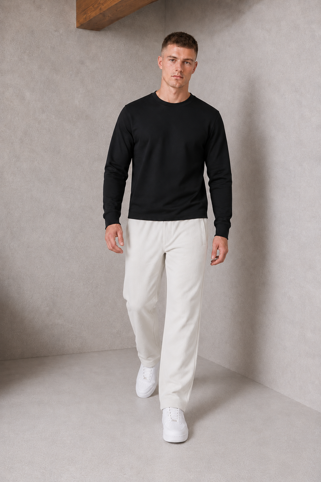 Men’s Arctic Wolf Seersucker Knitted Lower – Regular Fit Casual Track Pants