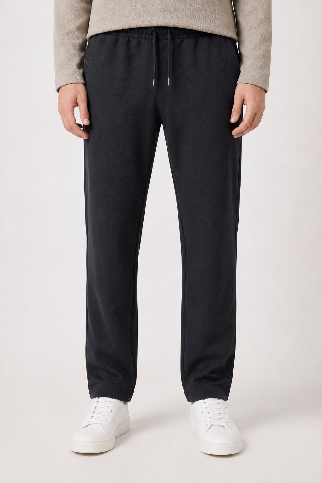 Men’s Black  Brushed Seer Sucker Winter Lower – Regular Fit Knitted