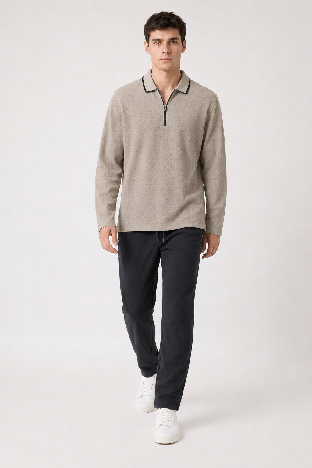 Men’s Black  Brushed Seer Sucker Winter Lower – Regular Fit Knitted