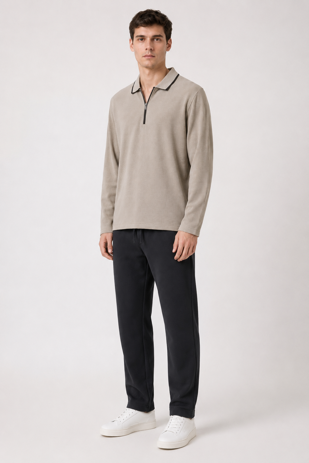 Men’s Black  Brushed Seer Sucker Winter Lower – Regular Fit Knitted