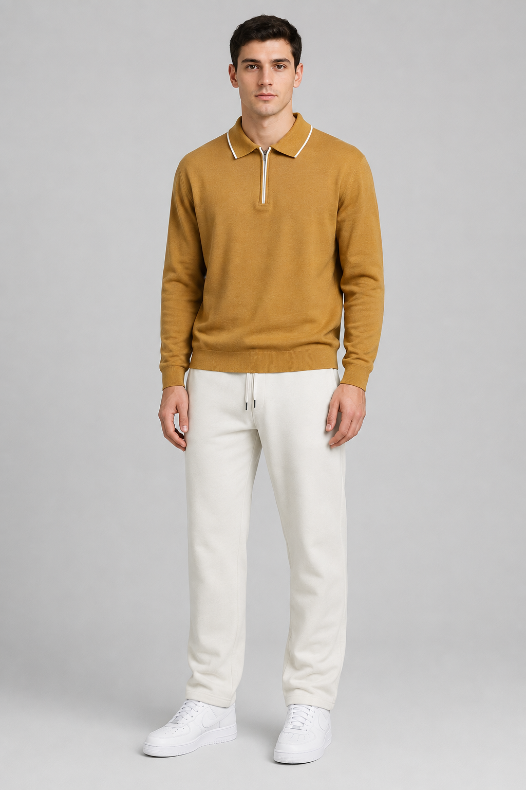 Men’s Off-White Brushed Seer Sucker Winter Lower – Regular Fit Knitted