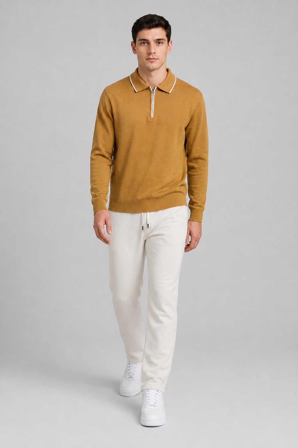 Men’s Off-White Brushed Seer Sucker Winter Lower – Regular Fit Knitted