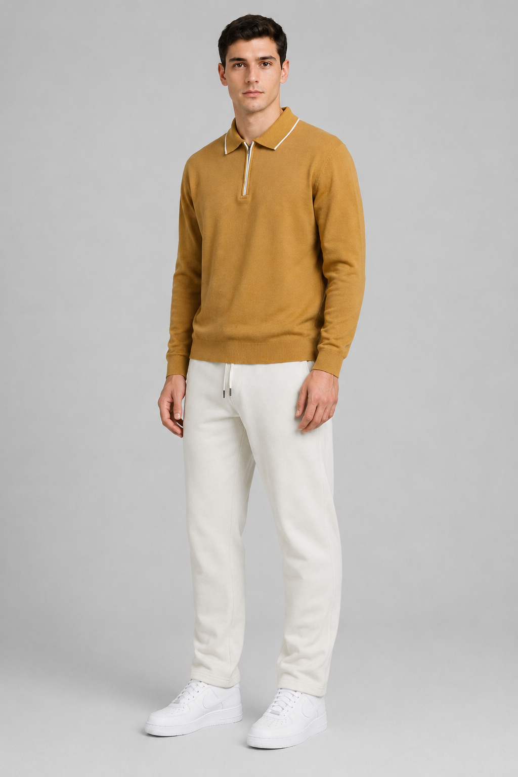Men’s Off-White Brushed Seer Sucker Winter Lower – Regular Fit Knitted