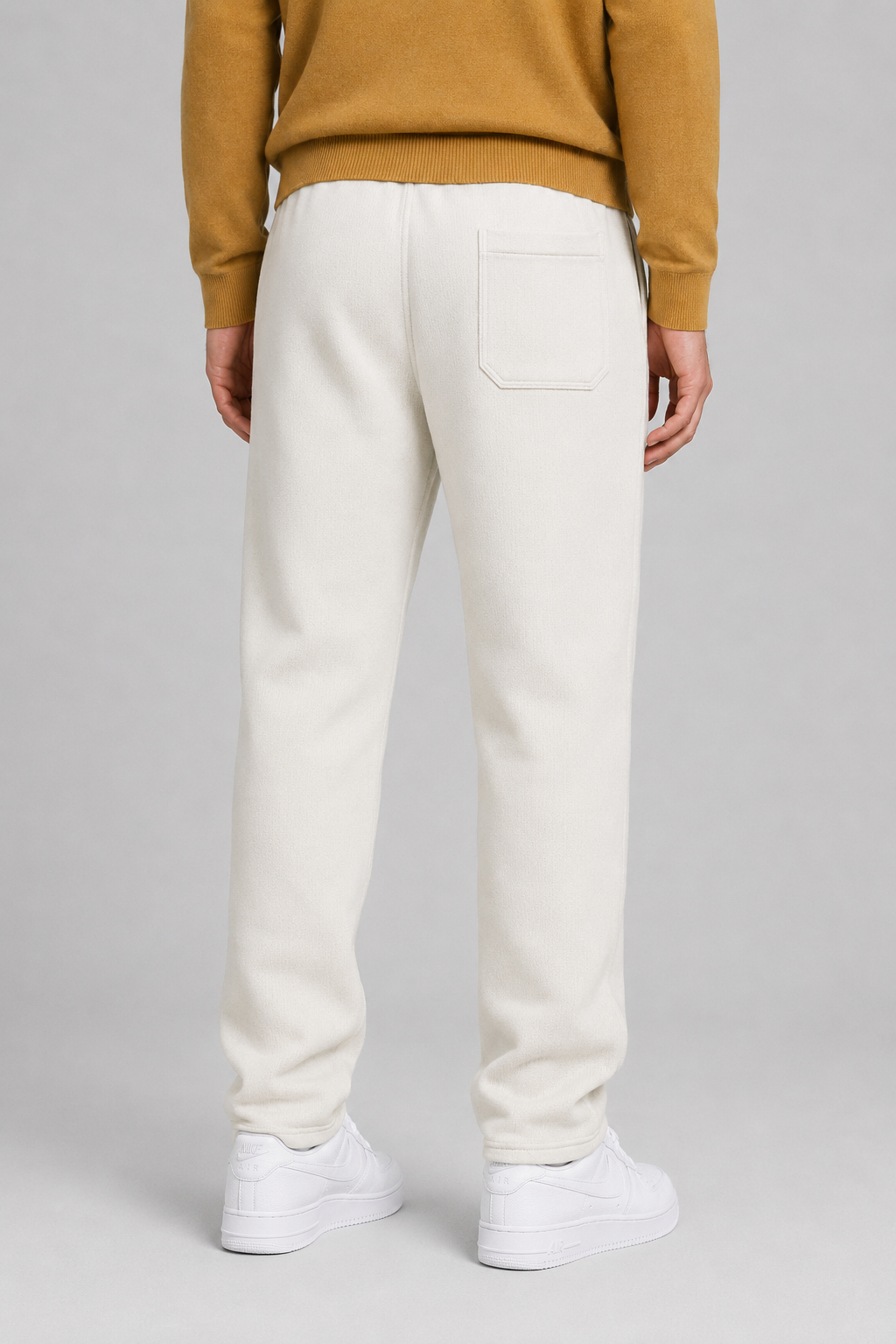 Men’s Off-White Brushed Seer Sucker Winter Lower – Regular Fit Knitted