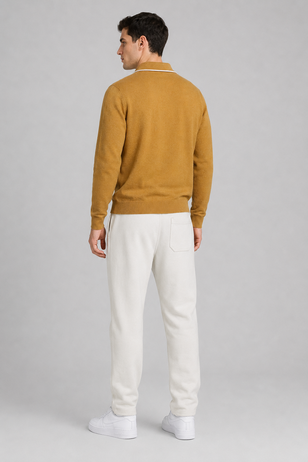 Men’s Off-White Brushed Seer Sucker Winter Lower – Regular Fit Knitted