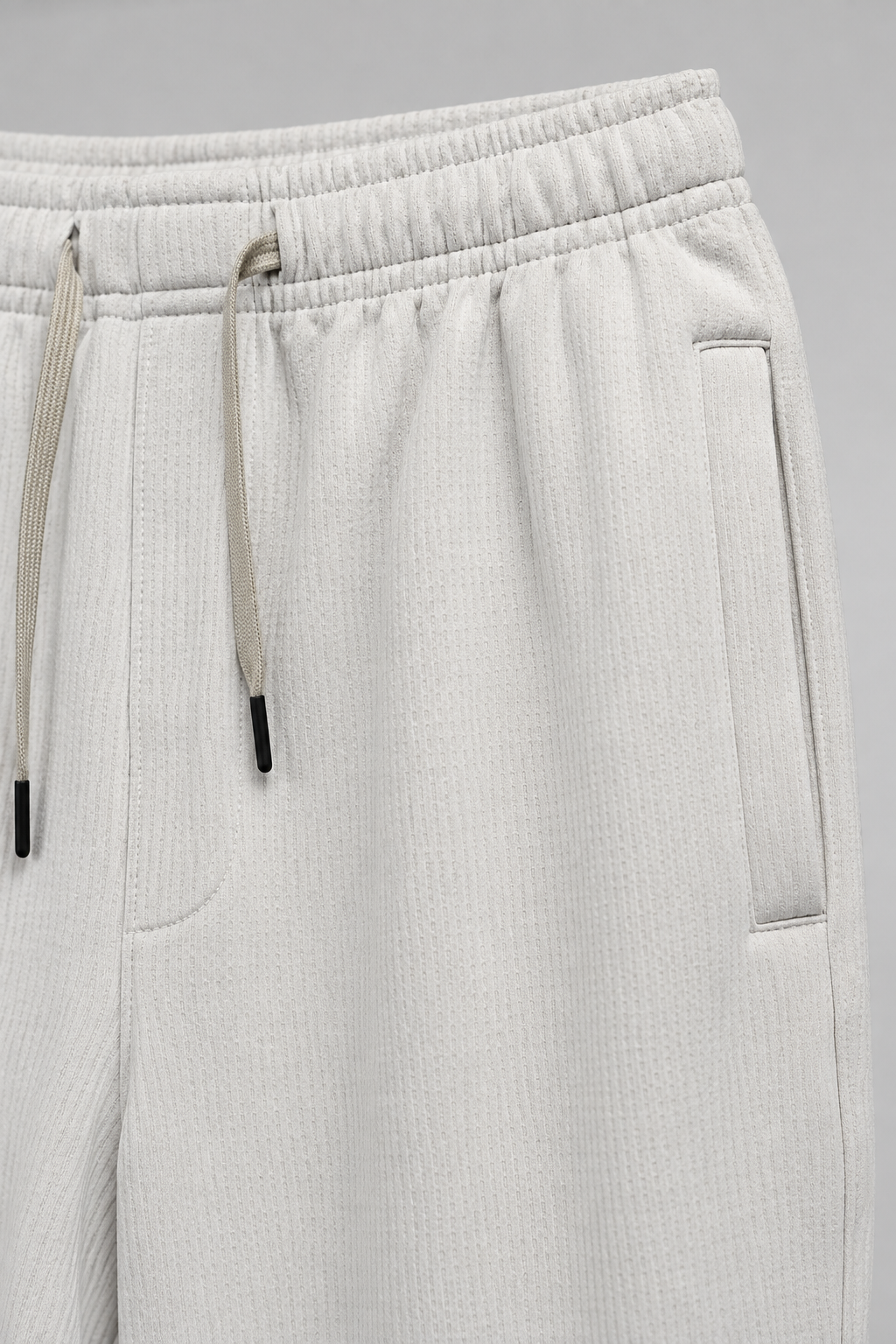 Men’s Off-White Brushed Seer Sucker Winter Lower – Regular Fit Knitted