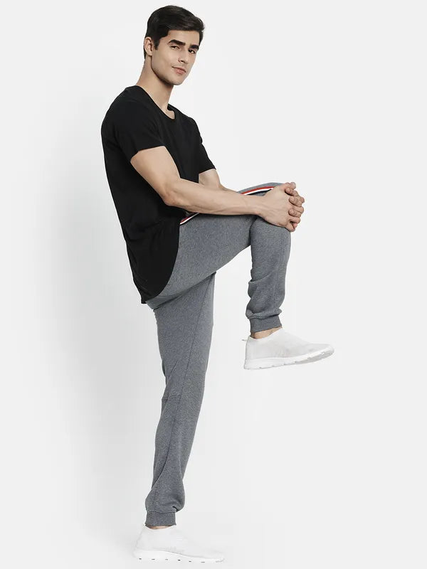 Men Grey Solid Cotton Track Pants