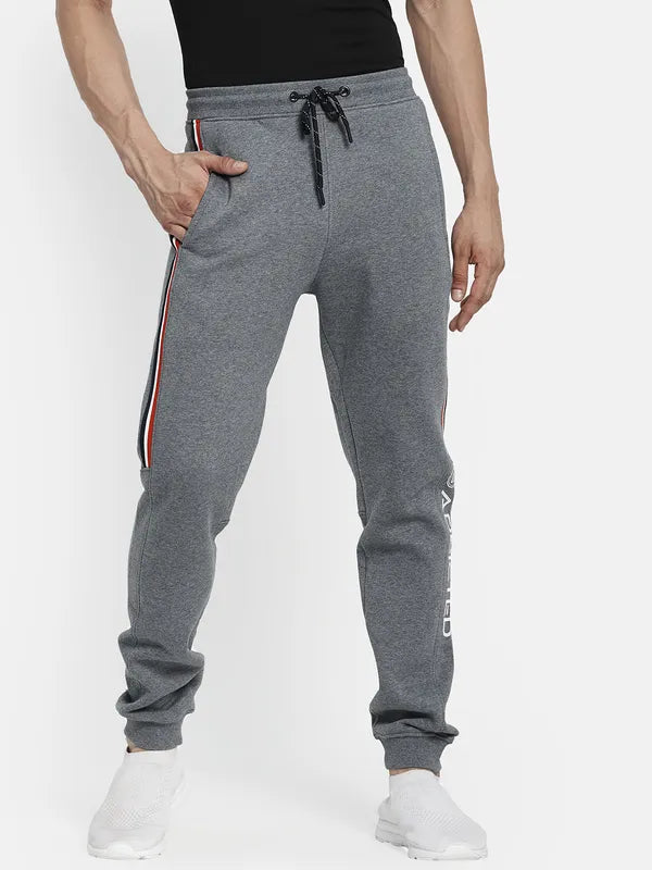 Men Grey Solid Cotton Track Pants