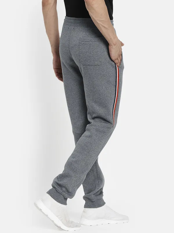 Men Grey Solid Cotton Track Pants