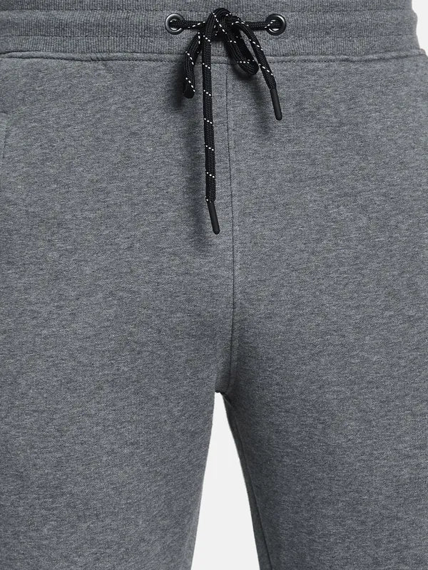 Men Grey Solid Cotton Track Pants