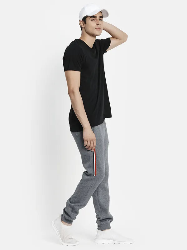 Men Grey Solid Cotton Track Pants