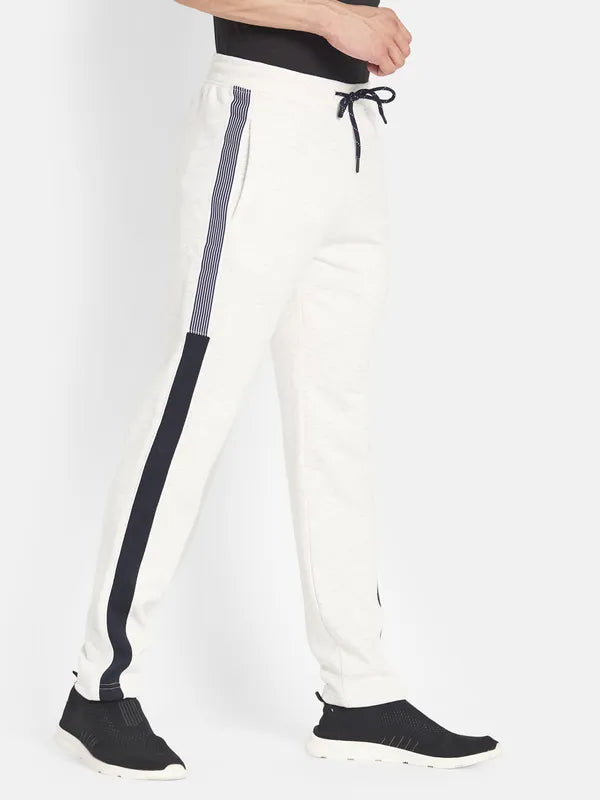 Octave Men White Solid Cotton Track Pants