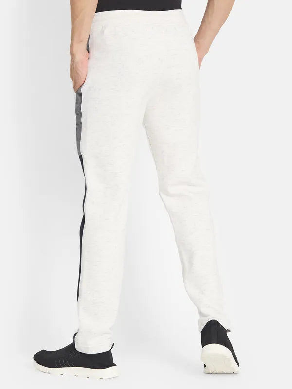 Octave Men White Solid Cotton Track Pants