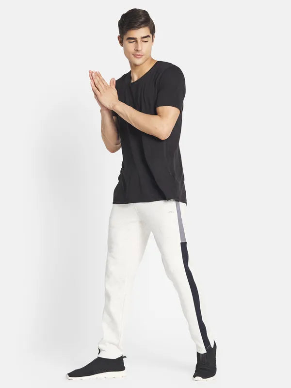 Octave Men White Solid Cotton Track Pants