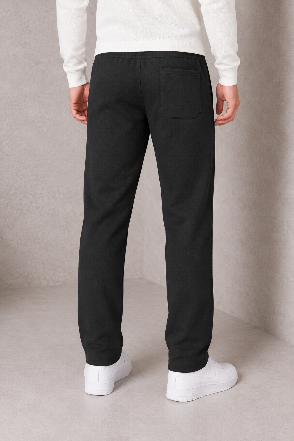 Men’s Black Seersucker Knitted Lower – Regular Fit Textured Track Pants