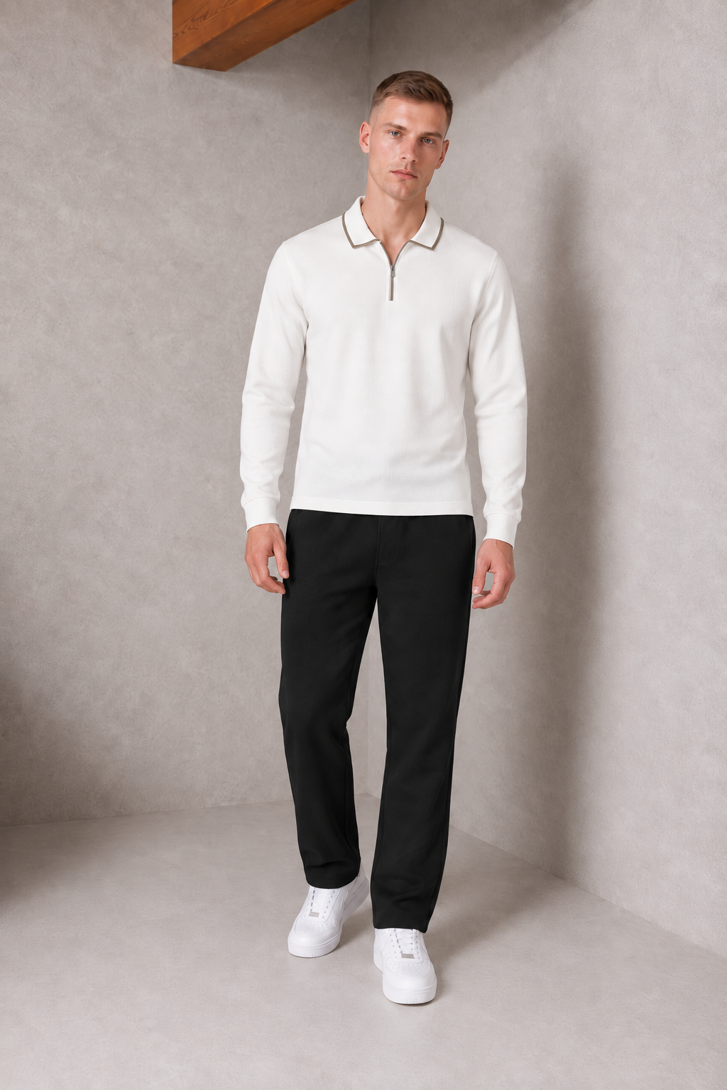 Men’s Black Seersucker Knitted Lower – Regular Fit Textured Track Pants