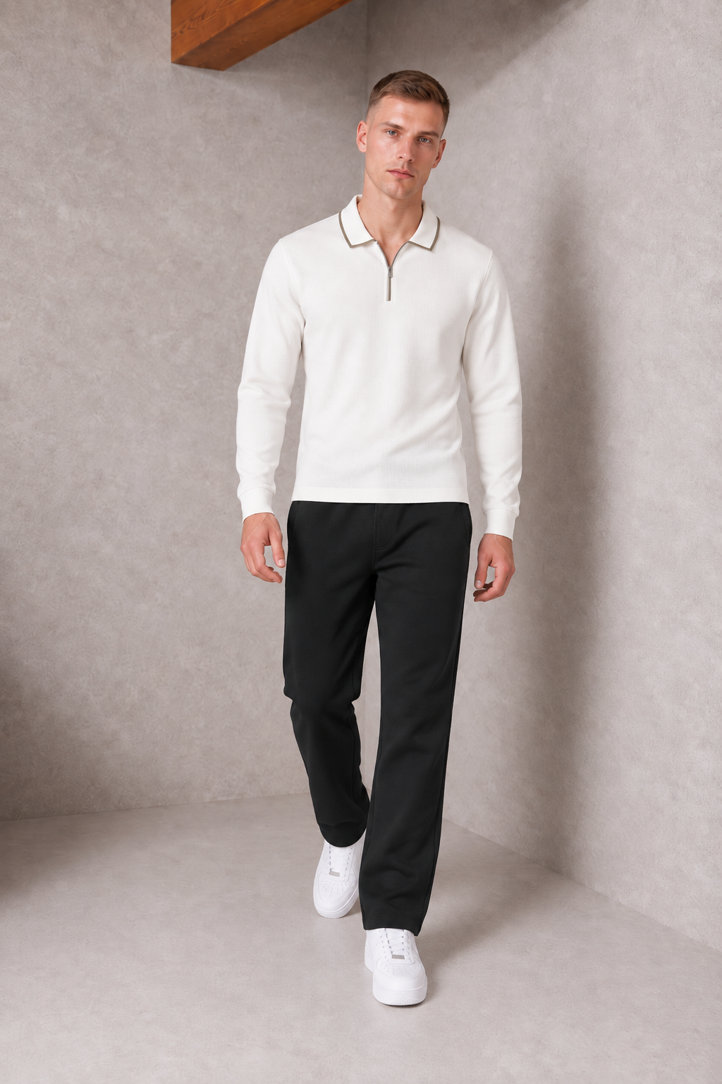 Men’s Black Seersucker Knitted Lower – Regular Fit Textured Track Pants