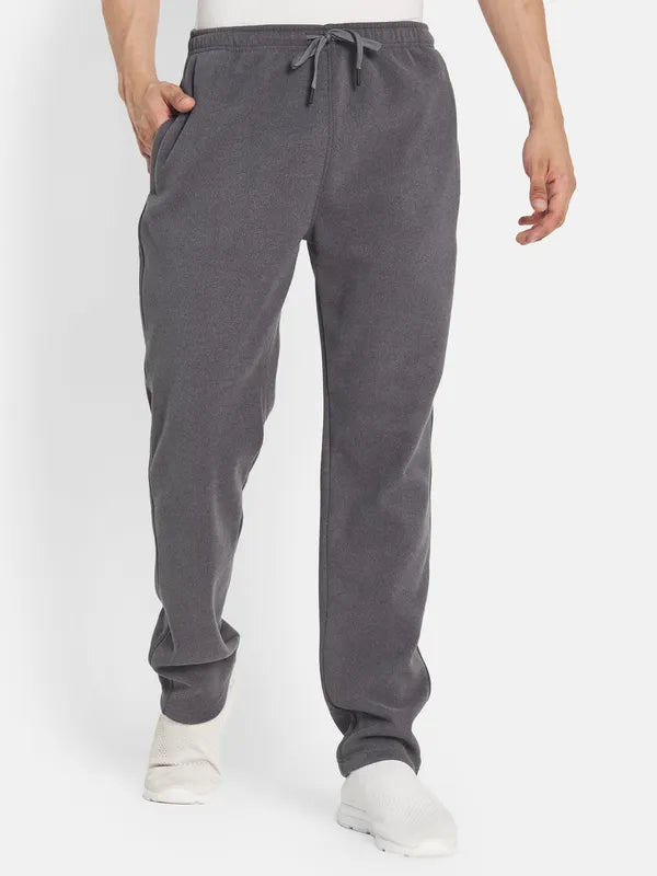 Octave Men Grey Solid Mid-Rise Cotton Joggers