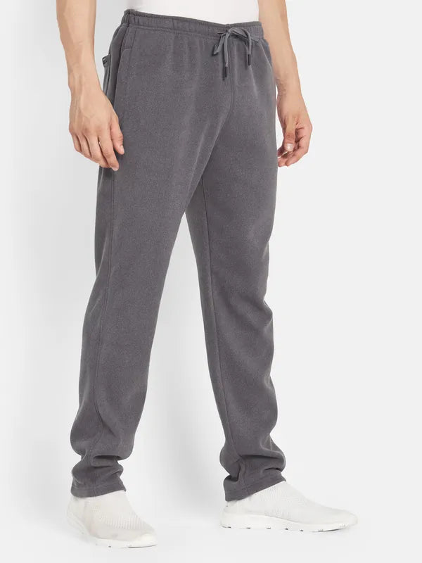 Octave Men Grey Solid Mid-Rise Cotton Joggers