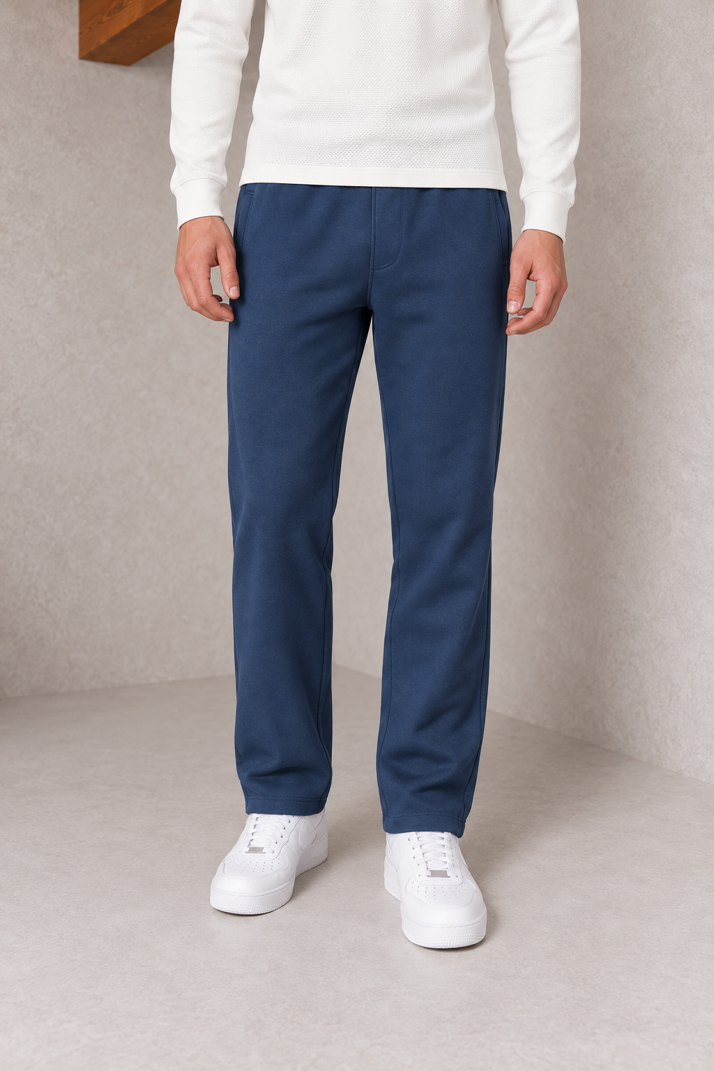 Men’s Navy Melange German Velvet Lower – Regular Fit Winter Track Pants