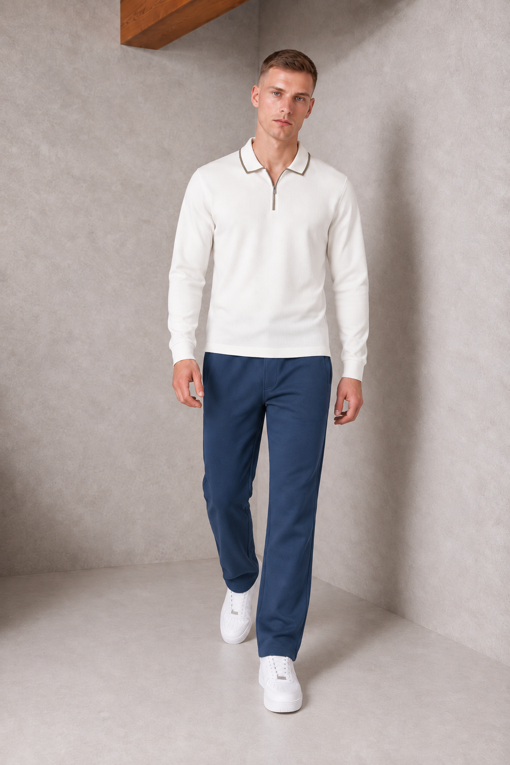 Men’s Navy Melange German Velvet Lower – Regular Fit Winter Track Pants