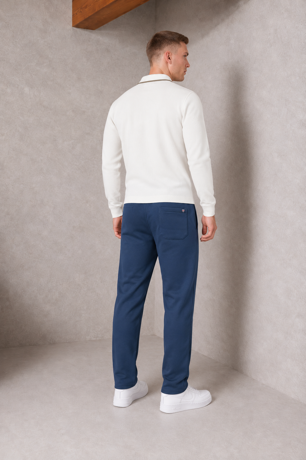 Men’s Navy Melange German Velvet Lower – Regular Fit Winter Track Pants