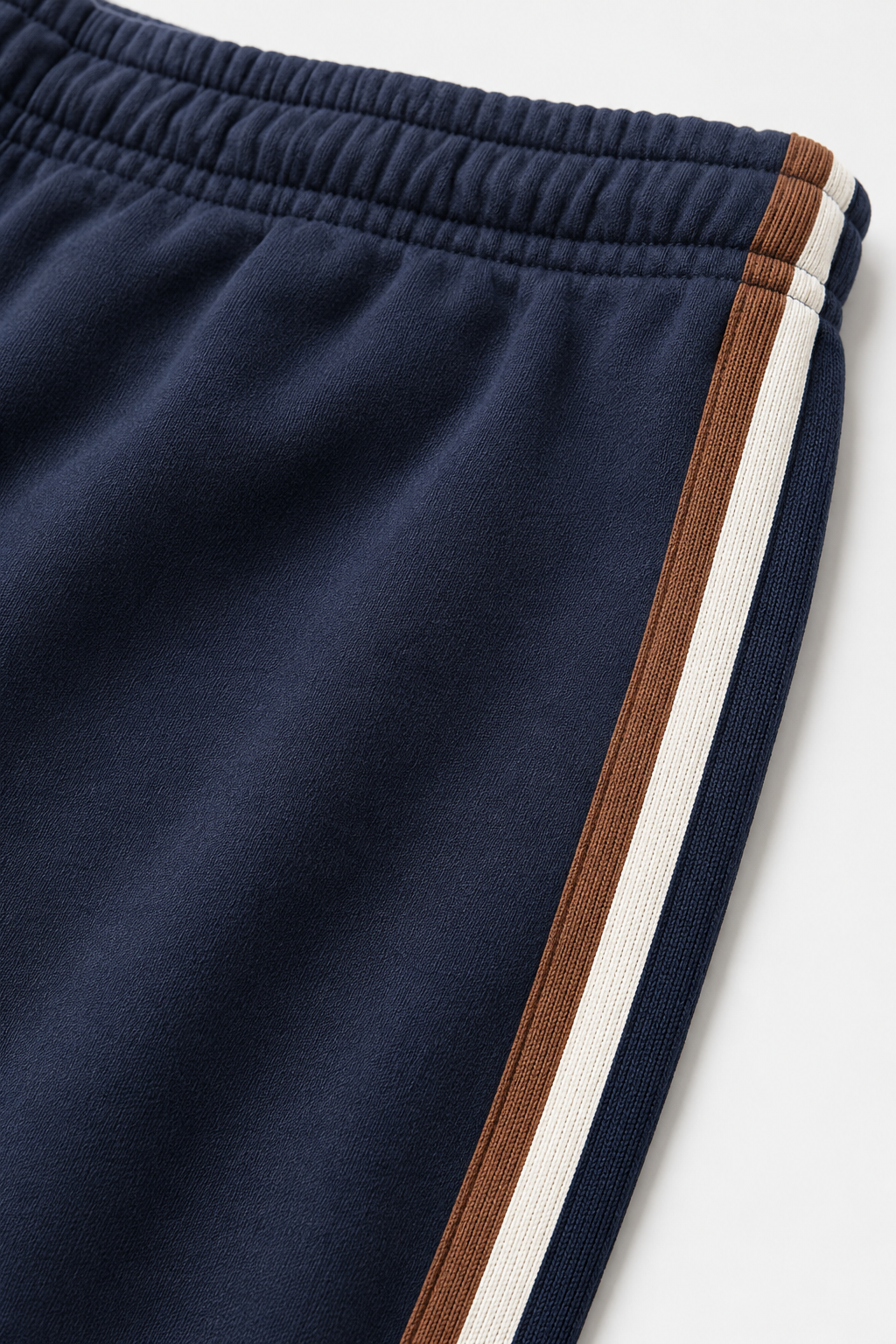Men’s Dark Navy Brushed Cotton Fleece Winter Lower – Regular Fit Knitted Track Pants with Side Stripes