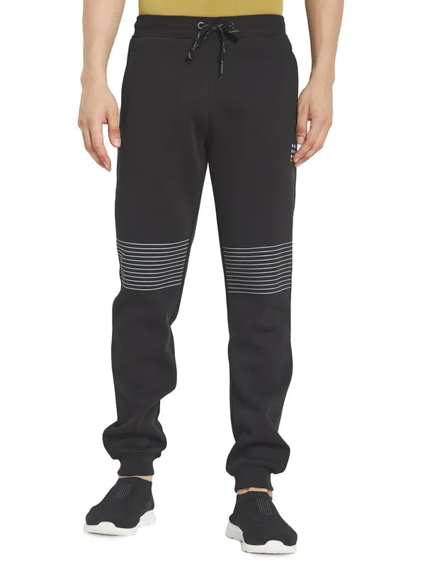 Octave Men Black Solid Cotton Jogger Pants