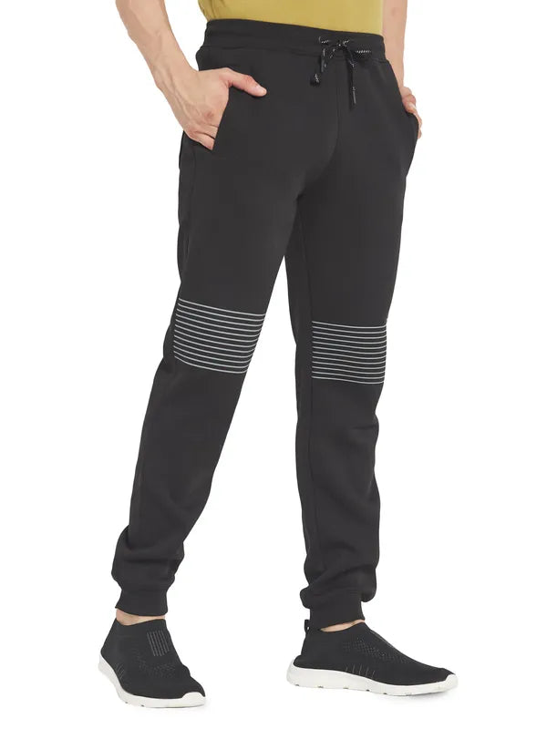 Octave Men Black Solid Cotton Jogger Pants