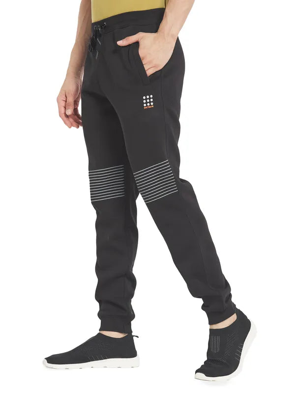 Octave Men Black Solid Cotton Jogger Pants