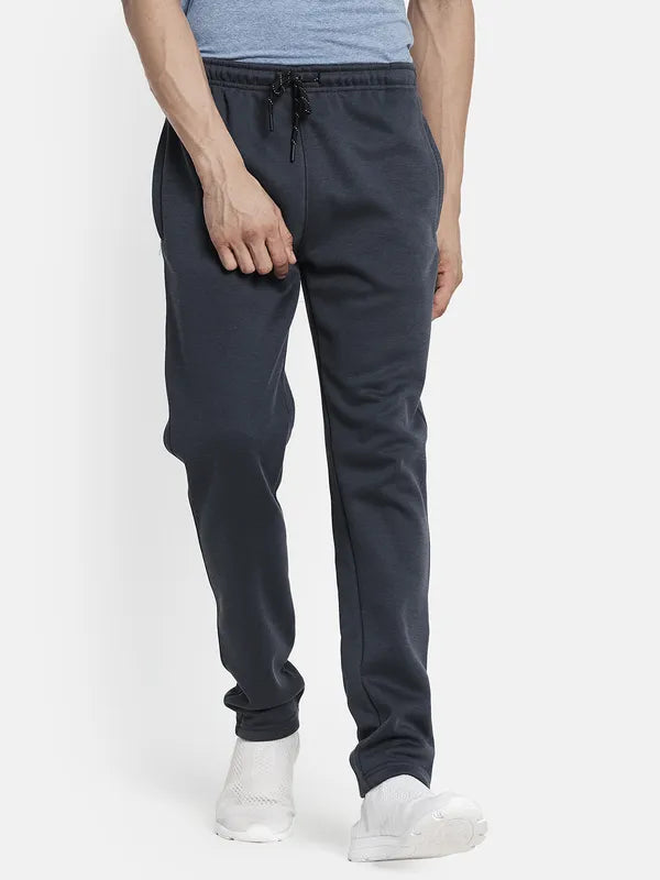 Men Grey Solid Cotton Track Pants