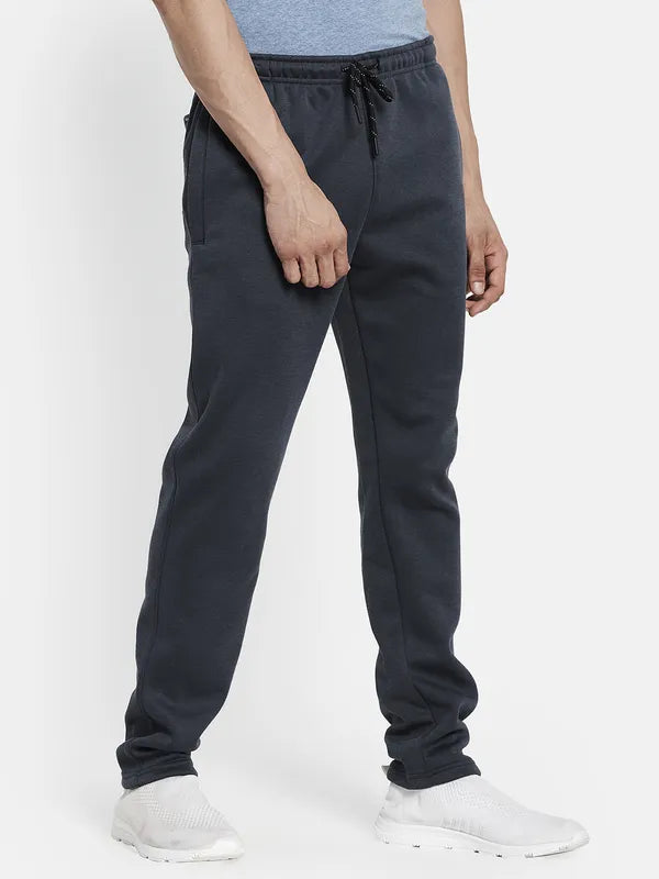 Men Grey Solid Cotton Track Pants