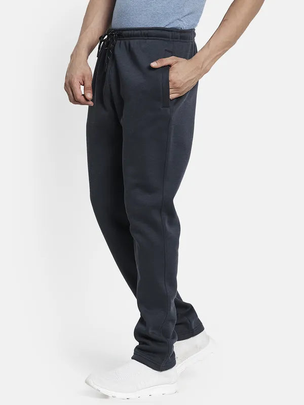 Men Grey Solid Cotton Track Pants