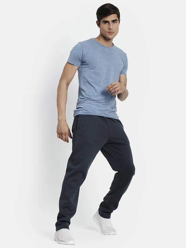 Men Grey Solid Cotton Track Pants