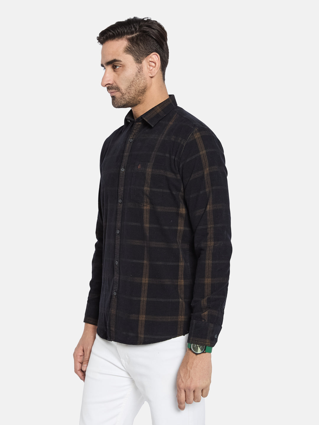 METTLE Men Spread Collar Checked Cotton Casual Shirt