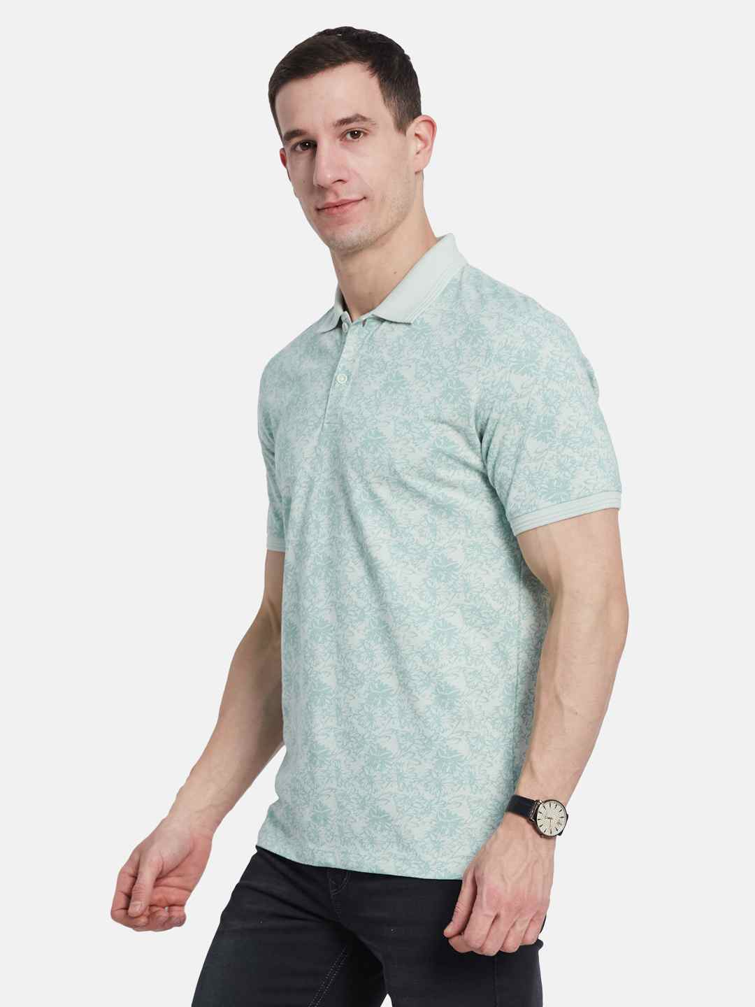 Octave Men Floral Printed Polo Collar T-shirt