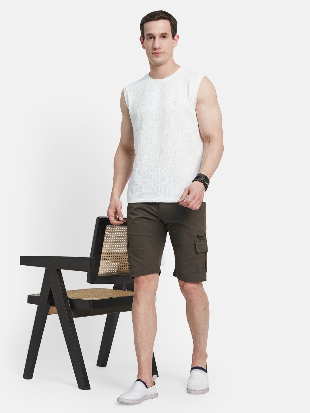 CORE ROUND NECK SHANDOW  SEER SUCKER T-SHIRT