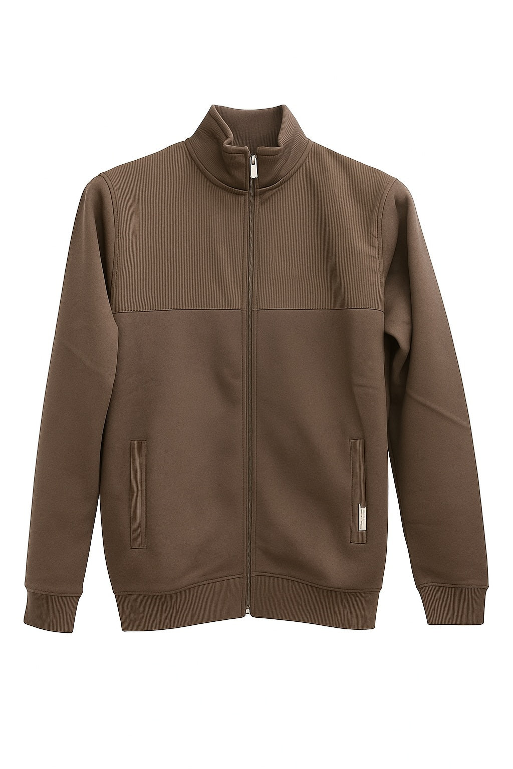 Octave Men Espresso Colourblocked Mandarin Neck Sweatshirt