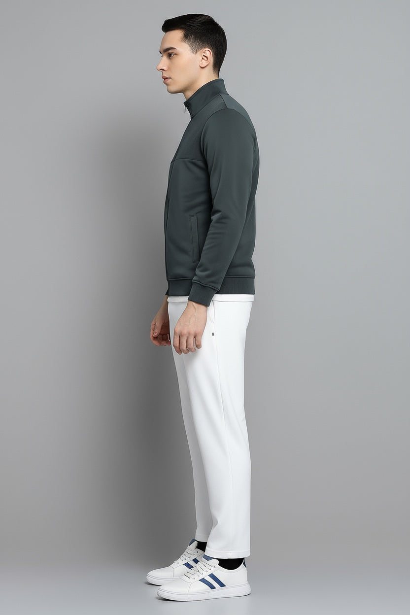 Octave Men Heather Colourblocked Mandarin Neck Sweatshirt