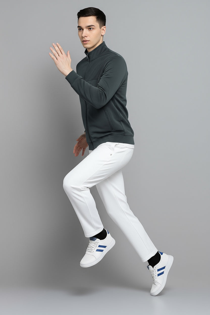 Octave Men Heather Colourblocked Mandarin Neck Sweatshirt