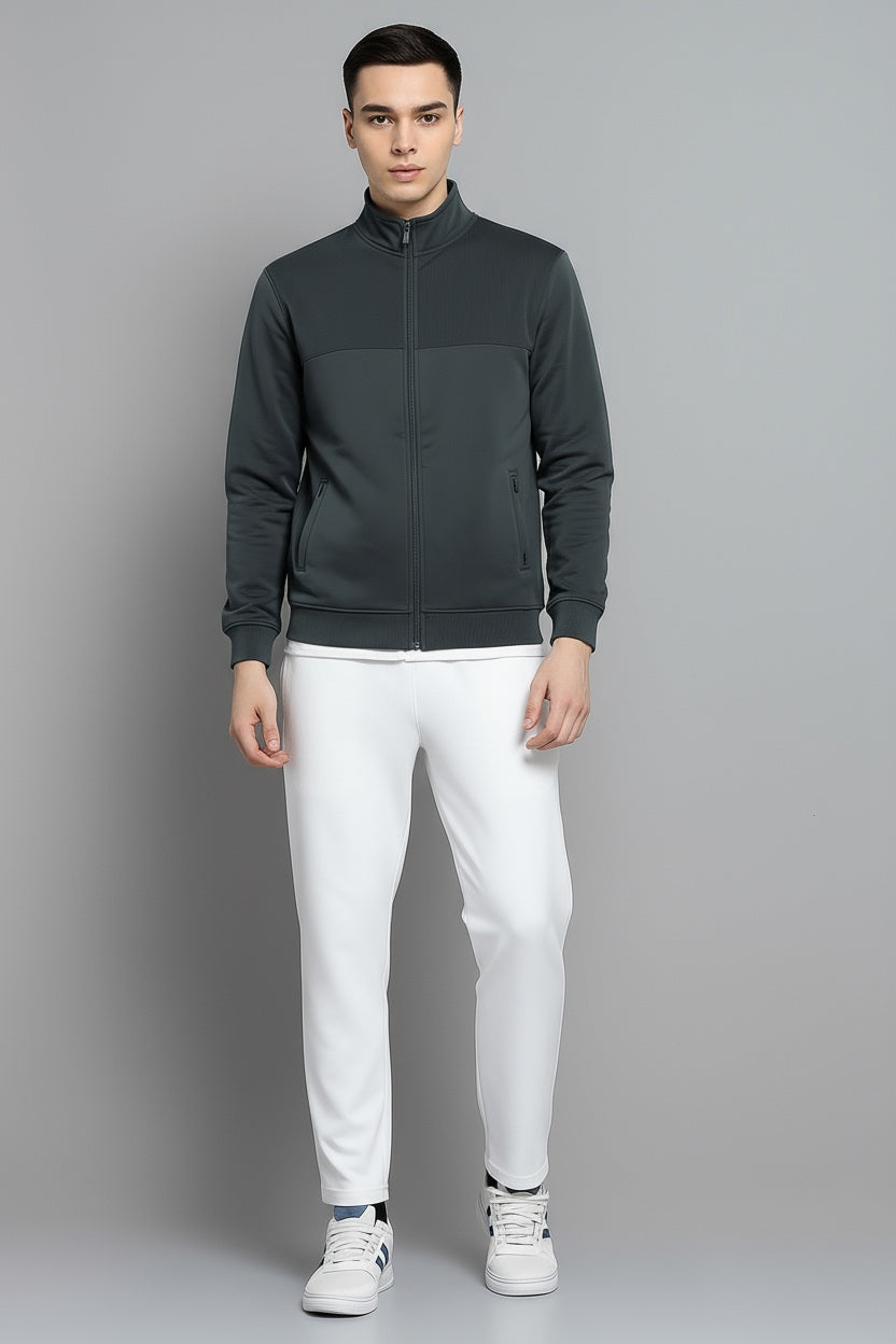 Octave Men Heather Colourblocked Mandarin Neck Sweatshirt