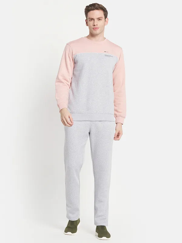 Men Pink Colourblocked Cotton Tracksuit