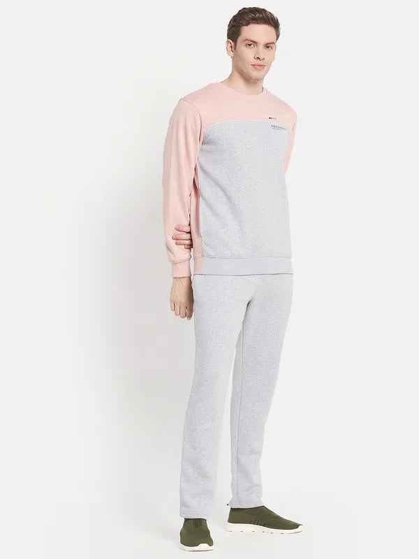 Men Pink Colourblocked Cotton Tracksuit