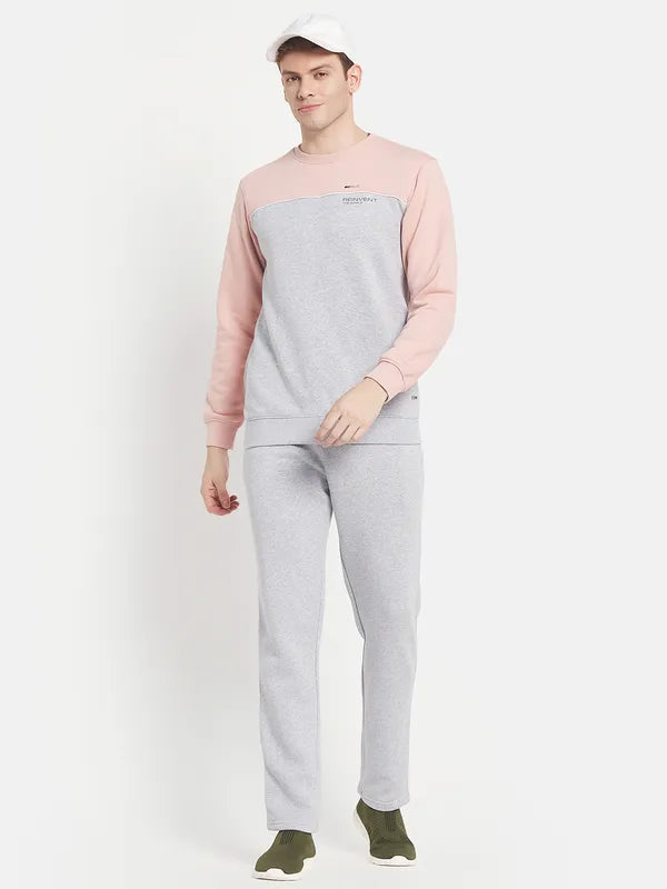 Men Pink Colourblocked Cotton Tracksuit