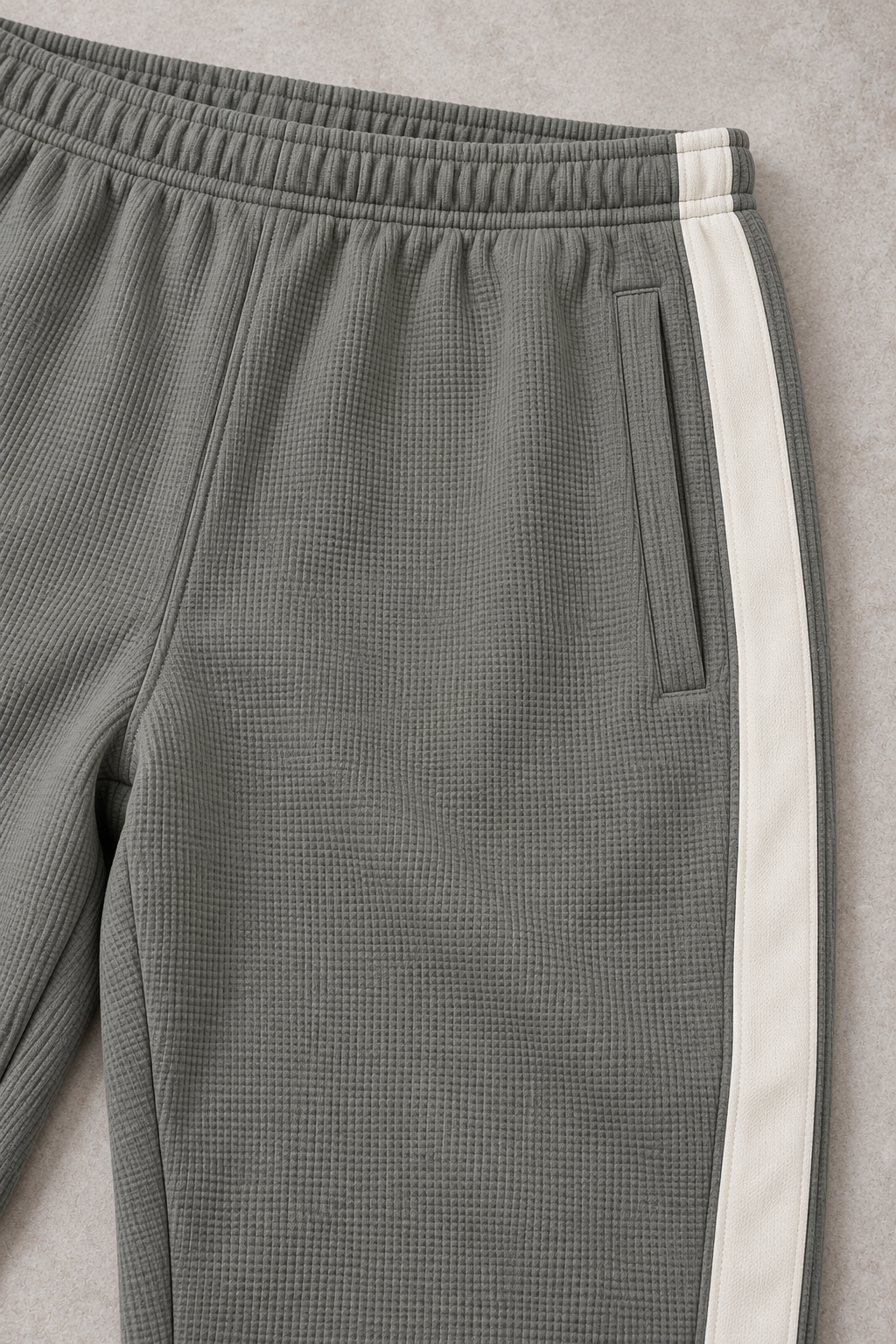 Men’s Sage Waffle Bonded Straight-Leg Tracksuit Lower with Contrast Side Stripes